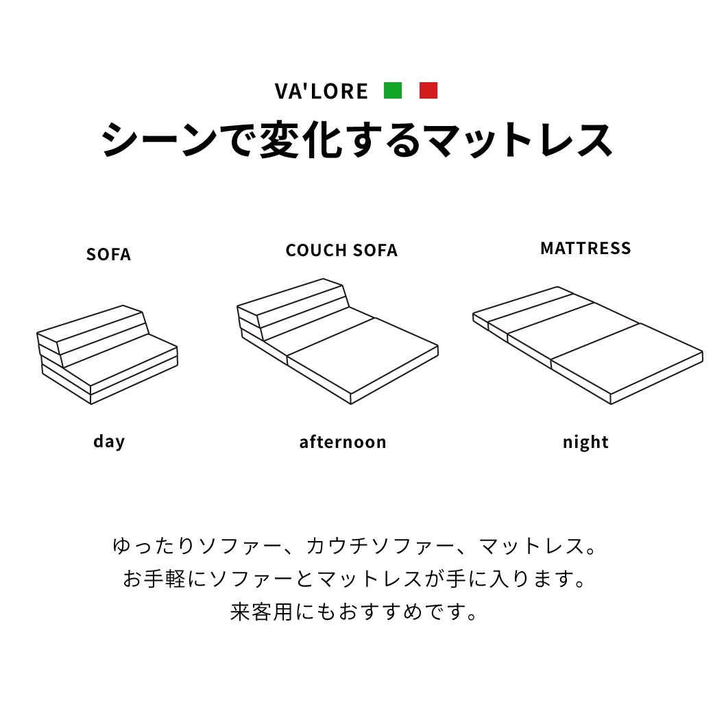 イタリア製 四つ折り 折りたたみマットレス ソファーベッド 高反発