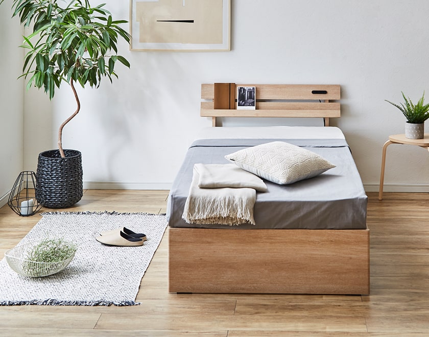 ベッド 収納ベッド シングル ベッドフレームのみ 木製 コンセント | ベッド・マットレス通販専門店 ネルコンシェルジュ neruco