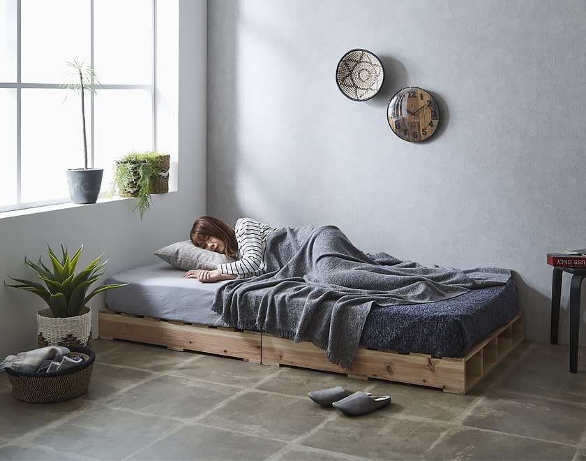 パレットベッド すのこベッド スノコベッド 木製ベッド シングルサイズ シングルベッド ローベッド ヘッドレスベッド 簡単組立 天然木すのこベッド おしゃれ 新商品 ベッド マットレス通販専門店 ネルコンシェルジュ Neruco