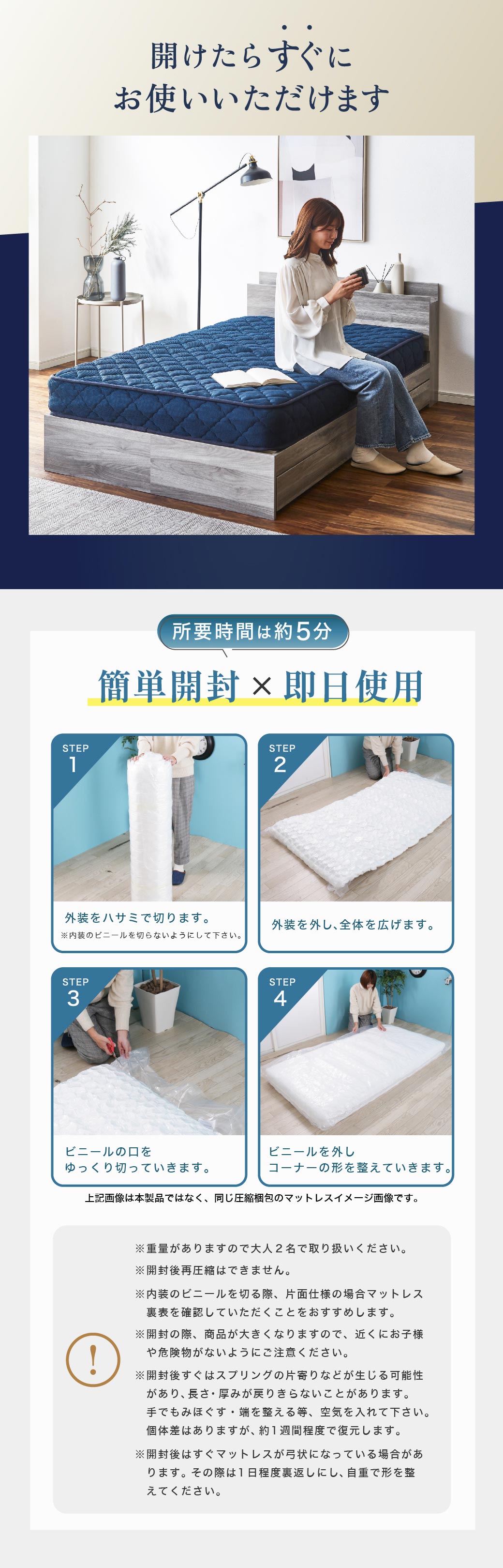 すぐに使えるマットレス