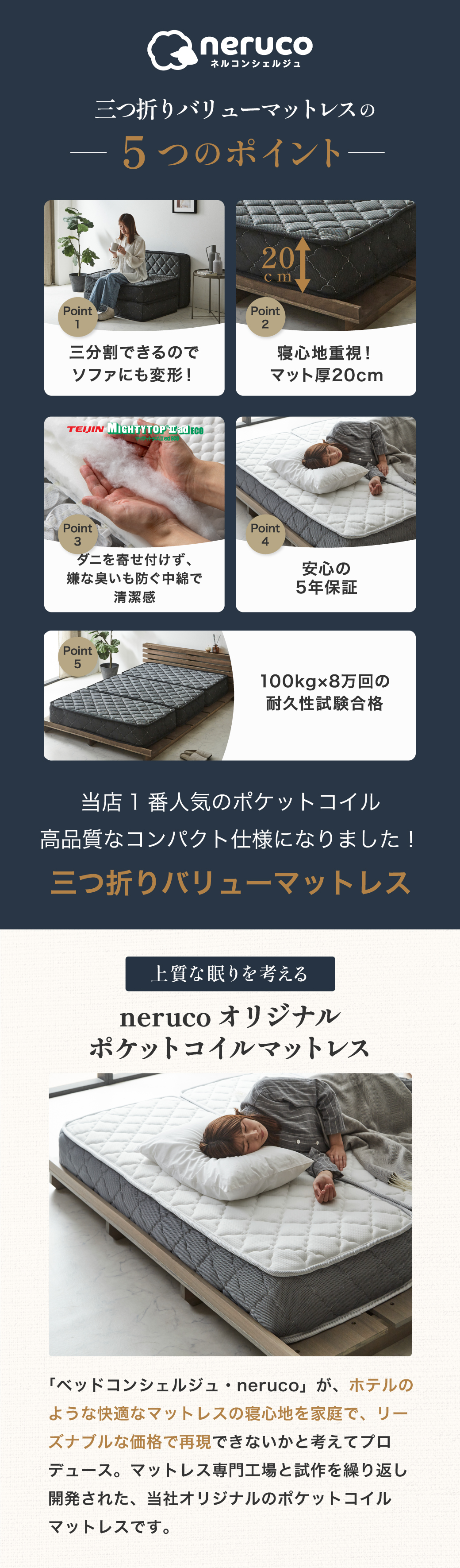 当店一番人気のマットレスが三つ折りマットレスになりました！