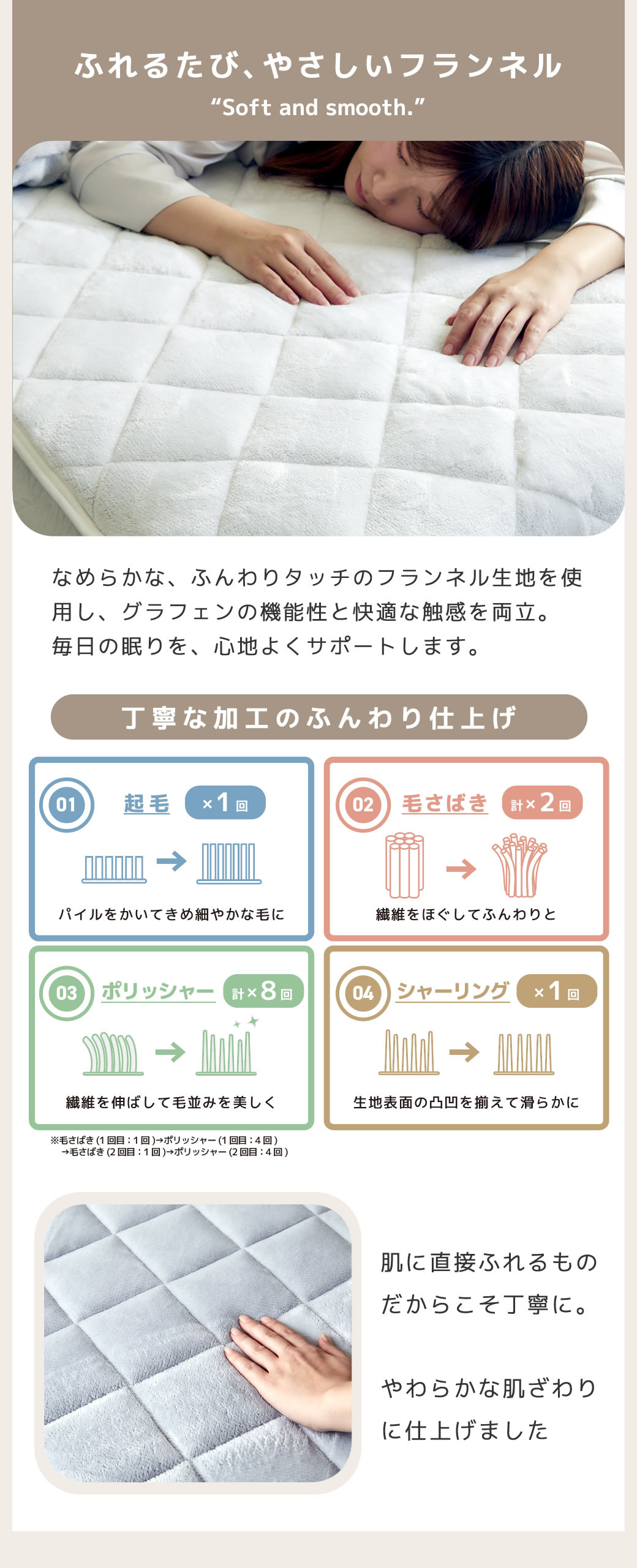 ソフトなフランネル生地　ベッドパッド