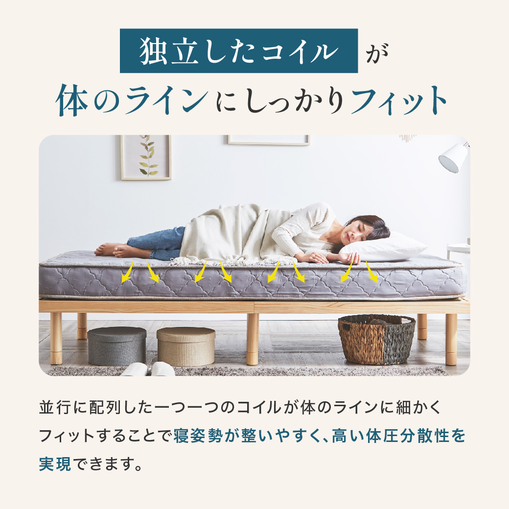 ネルコ 高密度ポケットコイルマットレス セミダブル 体圧分散 ハードタイプマットレス nerucoZ