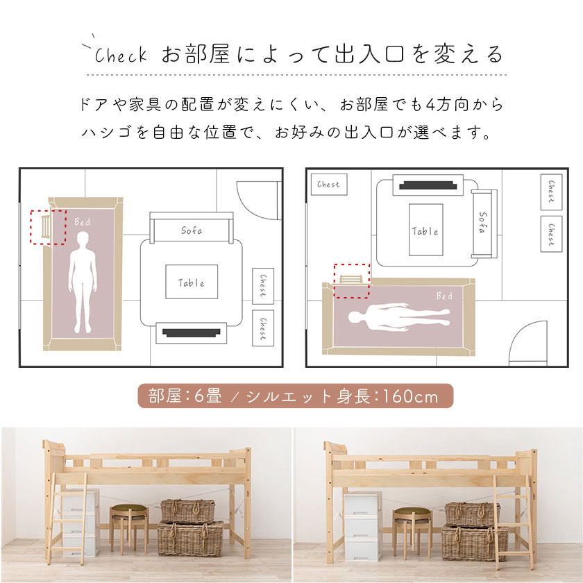 お部屋によって出入り口を変える