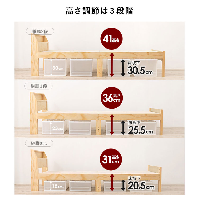 高さ調節は3段階。