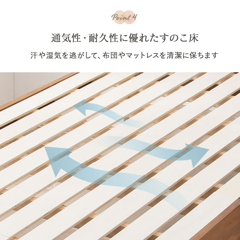 通気性、耐久性に優れたすのこ床。