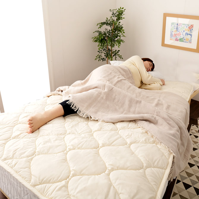ベッドパッド 洗える羊毛ベッドパッド セミシングル 日本製 丸洗い可能 ウール100％中綿 消臭ウールベッドパッド ウール敷きパッド