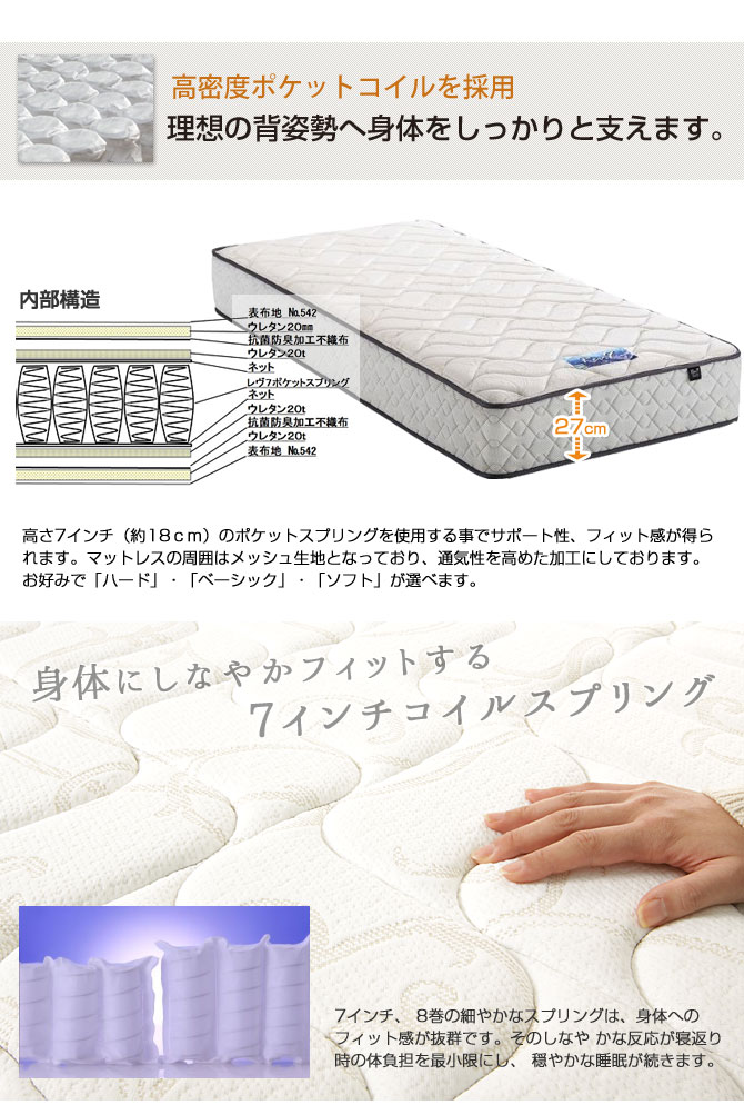 東京ベッド ポケットコイルマットレス Rev.7 Ｎブルーラベル ポケットコイルマットレス シングル 国産 スプリングコイルマットレス