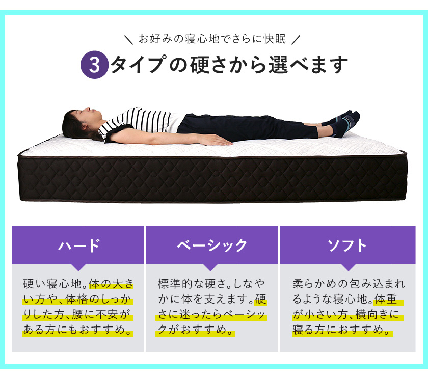 マットレス 東京ベッド ポケットコイルマットレス シングル 硬さが選べる 硬め 普通 柔らかめ 日本製 Itm 002 Rev 7パープルラベル 国内最大級のベッド通販専門店ネルコ Neruco