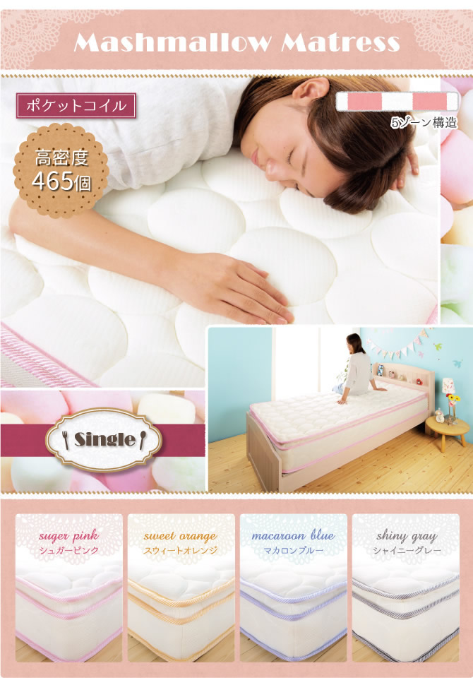 贅沢すぎるマシュマロタッチピロートップ付ポケットコイルマットレス