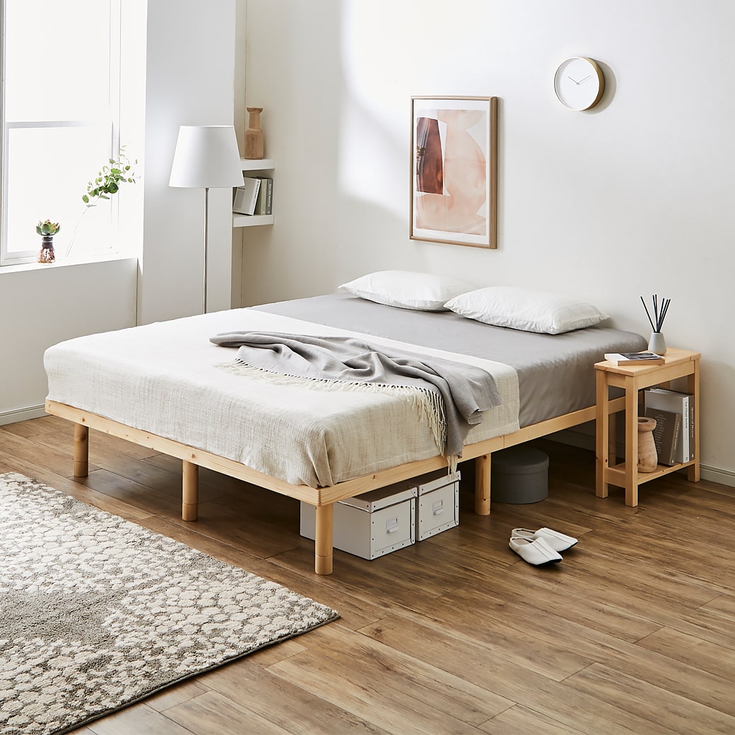 すのこベッド クイーン 木製ベッド フレームのみ ベッドフレーム ローベッド 高さ調整 組立簡単 ヘッドレス 一人暮らし 北欧