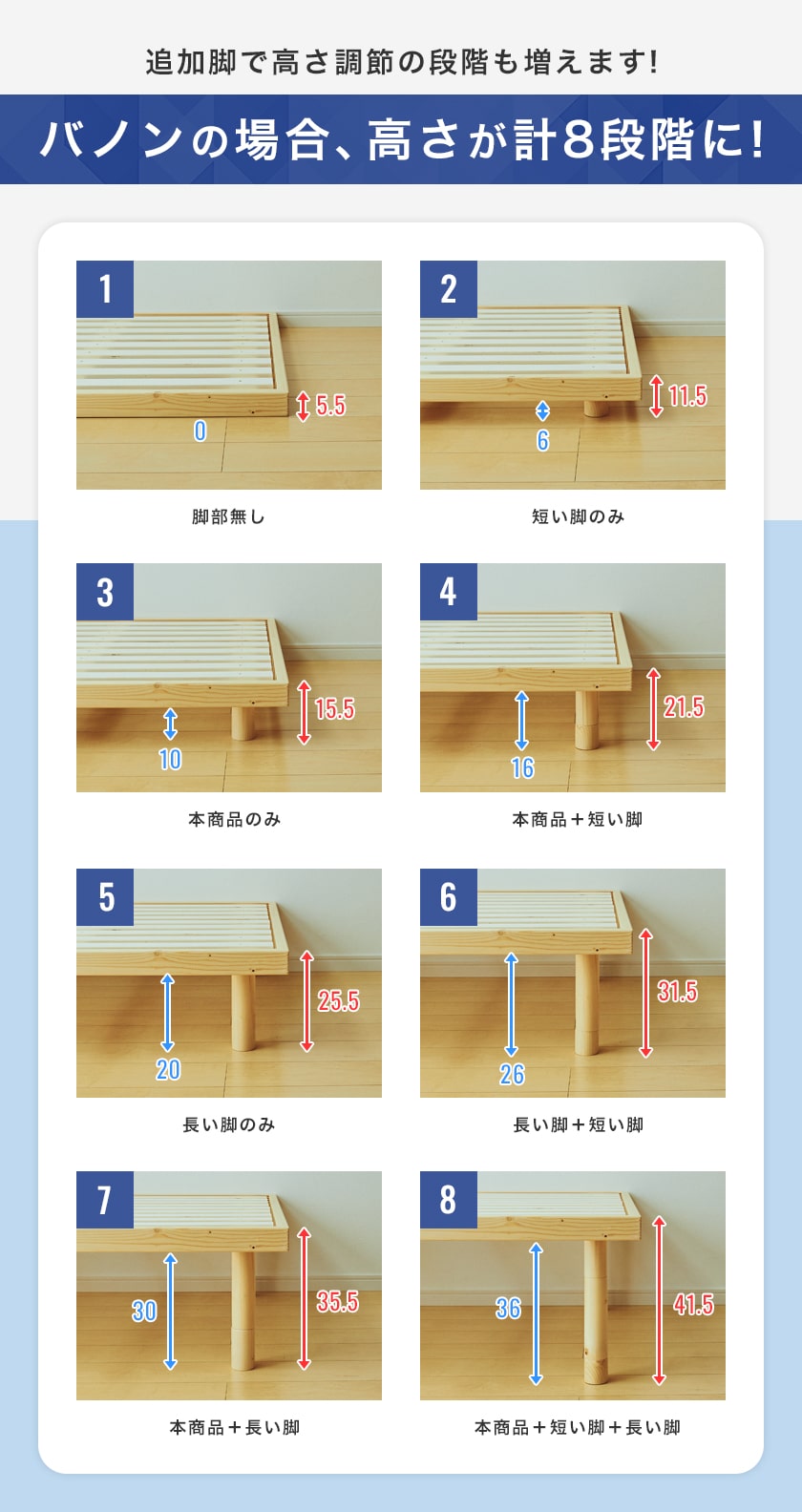 計8段階の高さ調節が可能