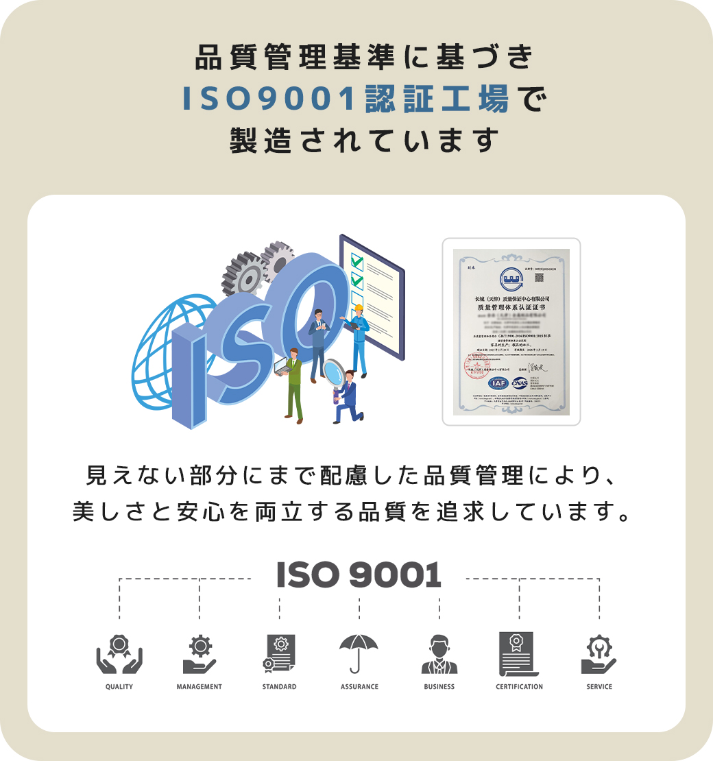 ISO9001 認証工場 品質管理 認定書