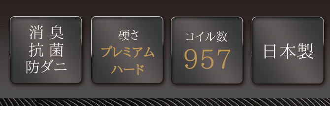 消臭抗菌防ダニ/硬さ：プレミアムハード/コイル数：957/日本製