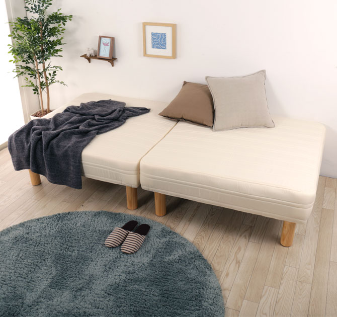 脚付きマットレス 分割ベッド セミダブル セパレートベッド 22cm脚 綿100 日本製 ソファーベッド 天然木脚 ファブリック ソファ 国産 国内最大級のベッド通販専門店ネルコ Neruco