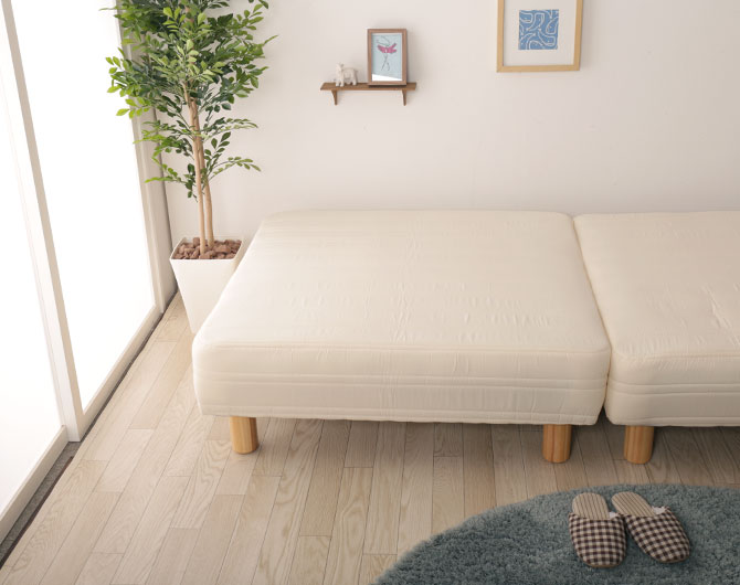 脚付きマットレス 分割ベッド シングル セパレートベッド 30cm脚 綿100% 日本製 ソファーベッド 天然木脚 ファブリック ソファ 国産