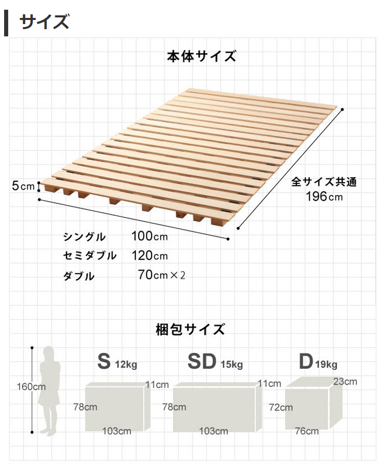 高さ約5cm！ロール式桐すのこベッド・ダブル ※2分割 | ベッド・マットレス通販専門店 ネルコンシェルジュ neruco