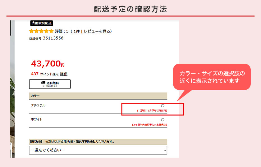 配送予定の確認方法