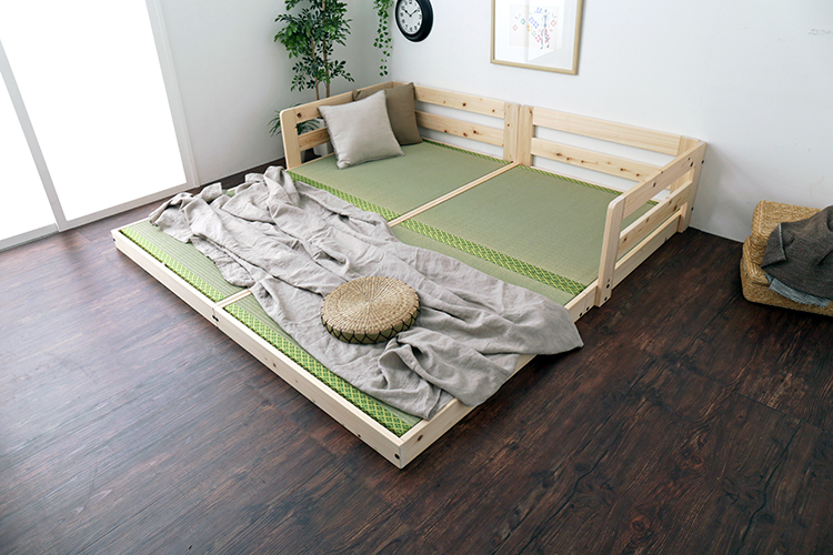 畳ベッド ハイタイプ 高さ42cm シングルベッド ブラウン 美草ラテブラウン 収納付き 日本製 