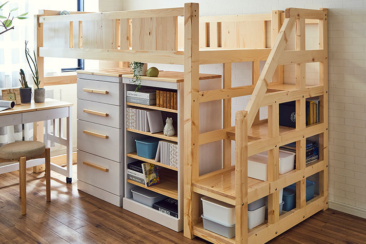 部屋が狭い中学生に 家具を効率よく配置できるロフトベッドのレイアウト ベッド マットレス通販専門店 ネルコンシェルジュ Neruco